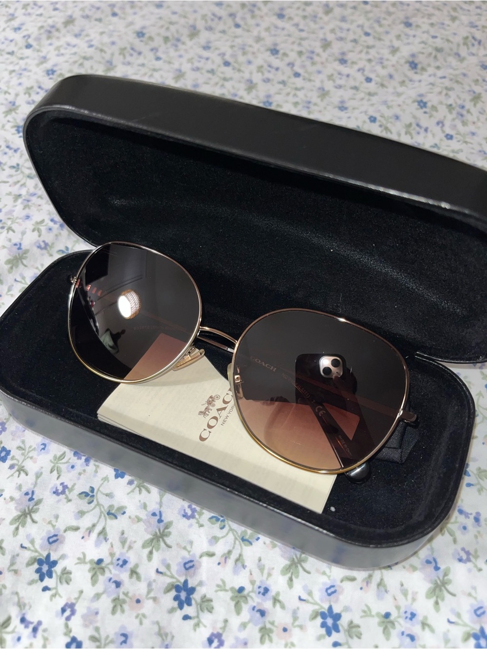 COACH Women's Gold Frame Sunglasses with Brown Gradient Lenses